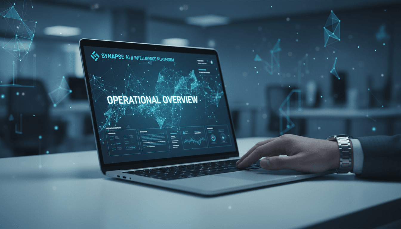 AI dashboard interface on laptop with data visualization
