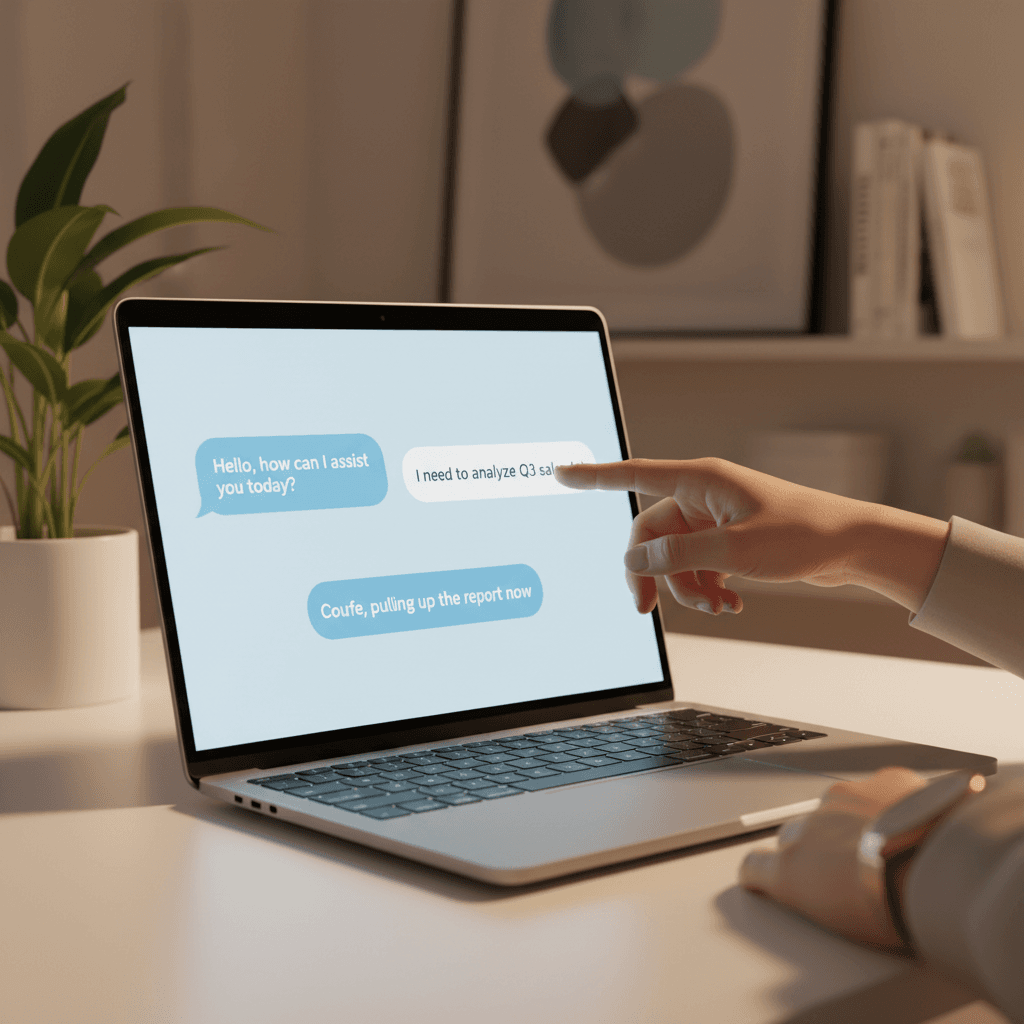 AI voice agent interface on laptop screen with user interaction